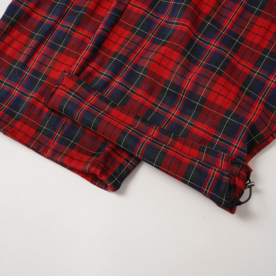 Double Waist Plaid Baggy Sweatpants detail image 7
