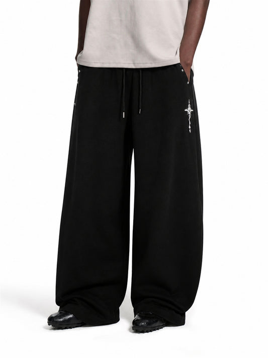 Cross Print Baggy Sweatpants model image