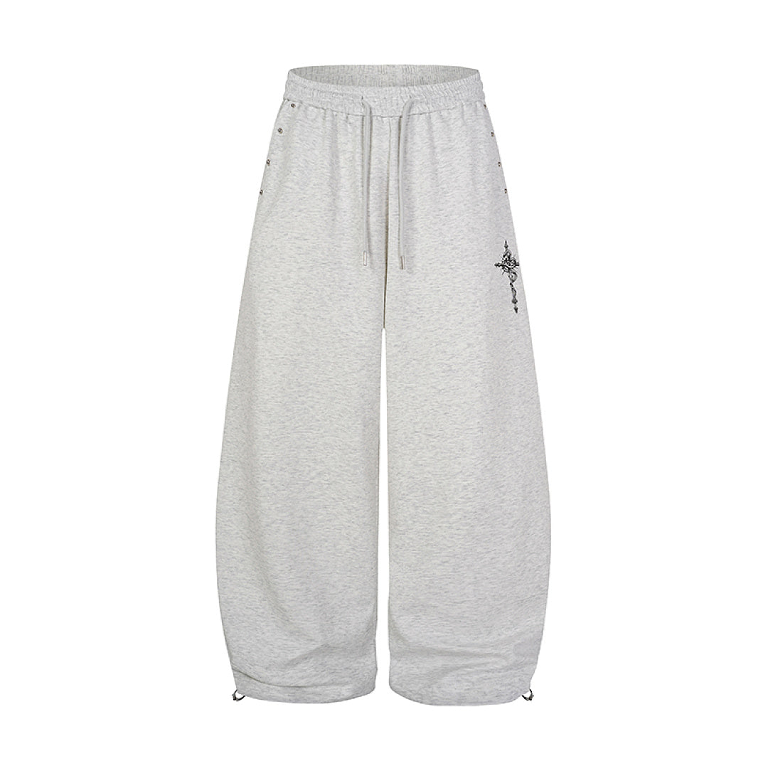 Cross Print Baggy Sweatpants Gray product image