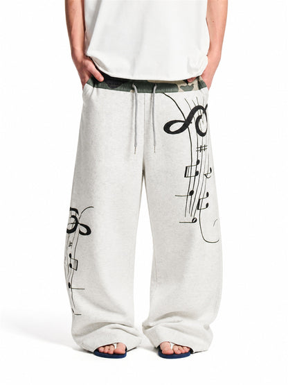 Camo Waist Baggy Barrel Sweatpants model image