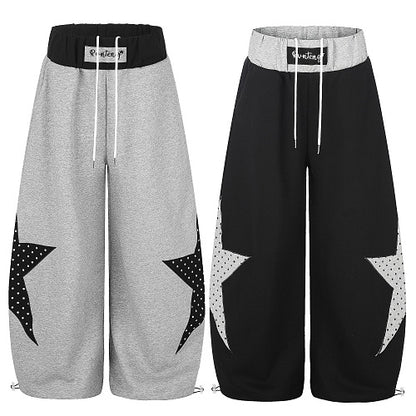 Layered Waist Star Panel Baggy Sweatpants detail image 4