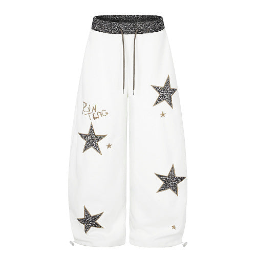 Leopard Star Baggy Barrel Sweatpants White product image