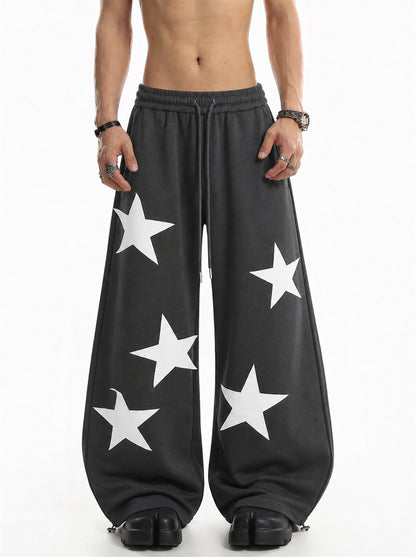 Star Applique Baggy Barrel Sweatpants model image