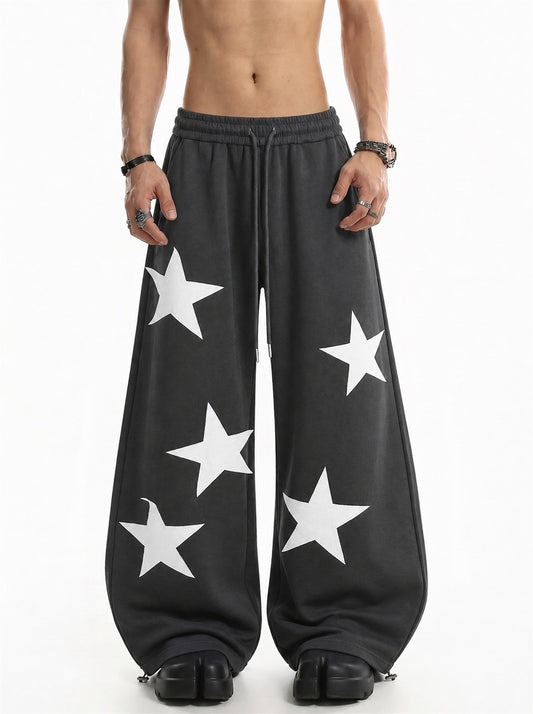 Star Applique Baggy Barrel Sweatpants model image