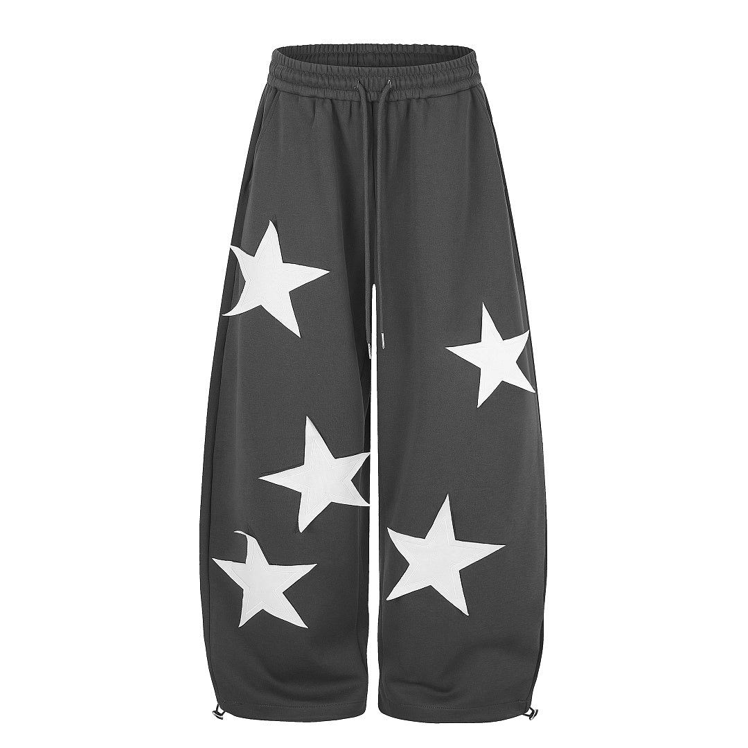 Star Applique Baggy Barrel Sweatpants Deep Gray product image