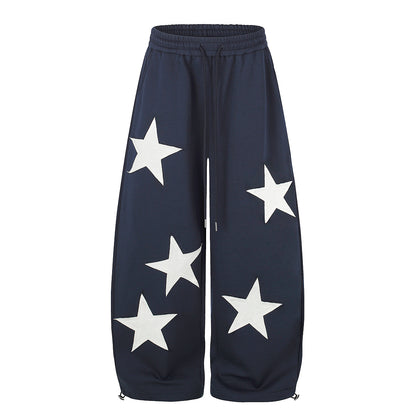 Star Applique Baggy Barrel Sweatpants Navy Blue product image