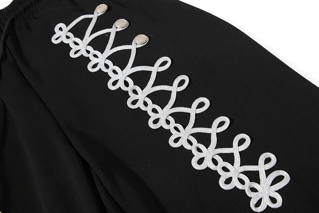 Lace Up Embroidery Baggy Barrel Sweatpants detail image 7