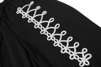 Lace Up Embroidery Baggy Barrel Sweatpants detail image 7