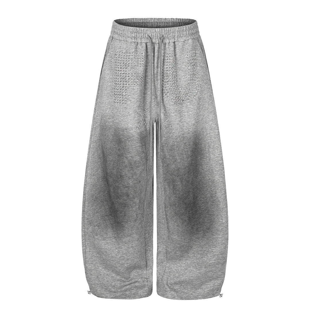 Studded Washed Baggy Barrel Sweatpants Gray product image