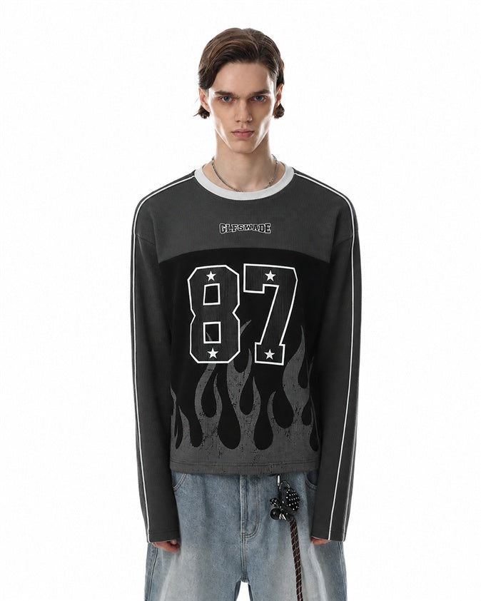 Flame Graphic Long Sleeve Sweatshirt model image