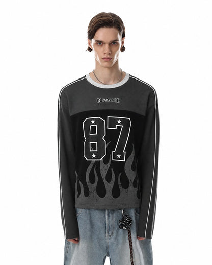 Flame Graphic Long Sleeve Sweatshirt model image