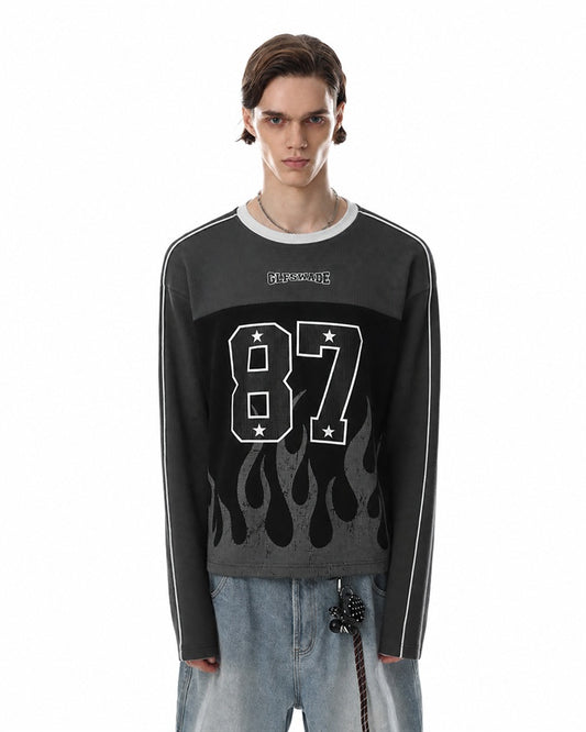 Flame Graphic Long Sleeve Sweatshirt model image