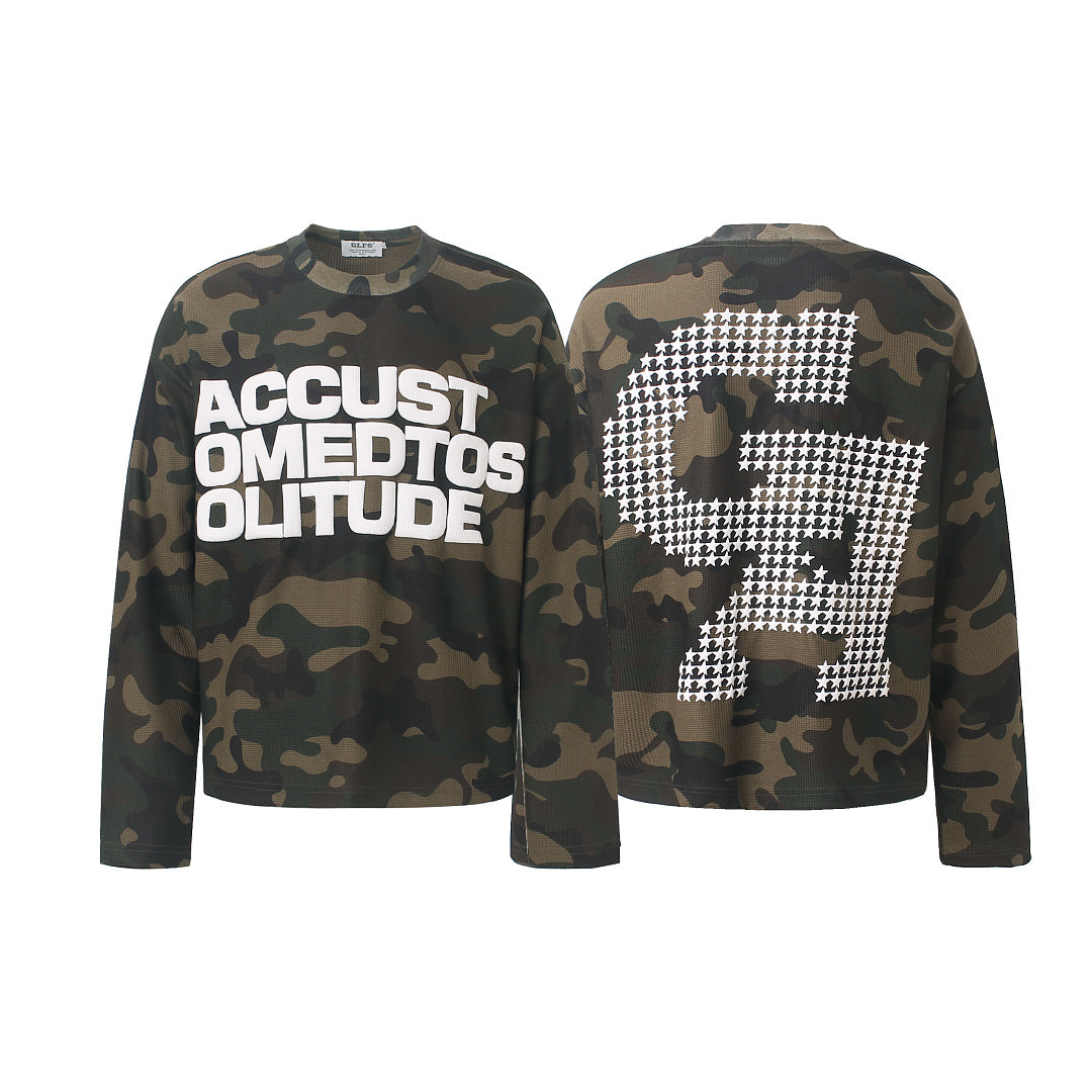 Camo Slogan Graphic Long Sleeve Sweatshirt detail image 4