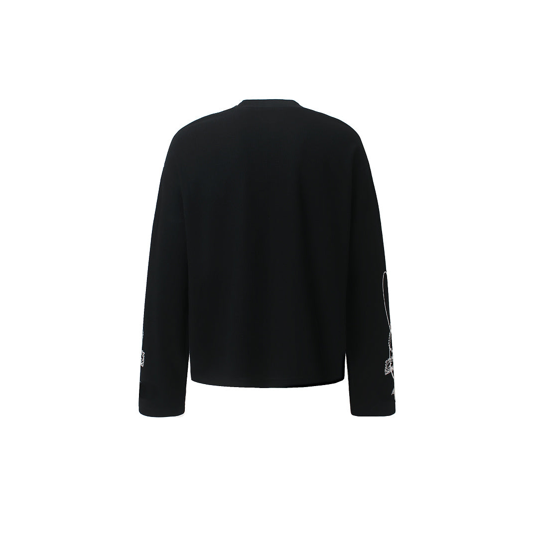Washed Abstract Sleeve Graphic Long Sleeve Sweatshirt detail image 3