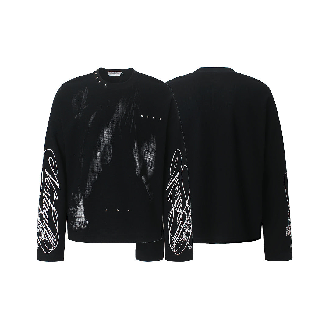 Washed Abstract Sleeve Graphic Long Sleeve Sweatshirt detail image 4