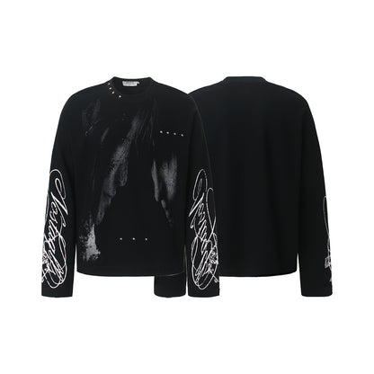 Washed Abstract Sleeve Graphic Long Sleeve Sweatshirt detail image 4