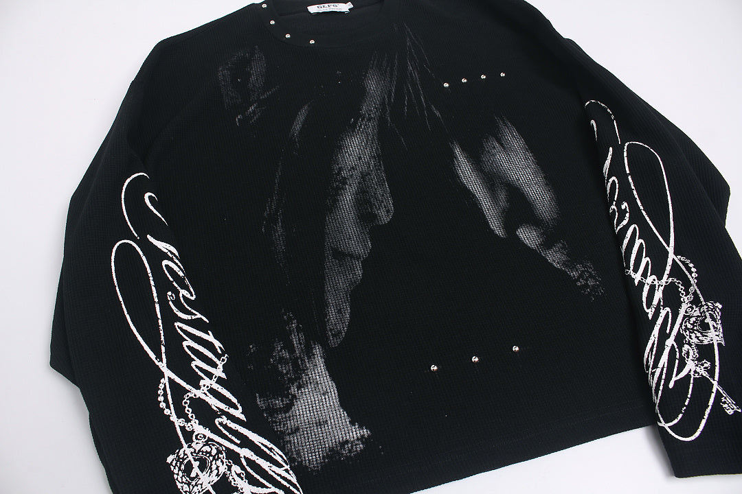 Washed Abstract Sleeve Graphic Long Sleeve Sweatshirt detail image 6