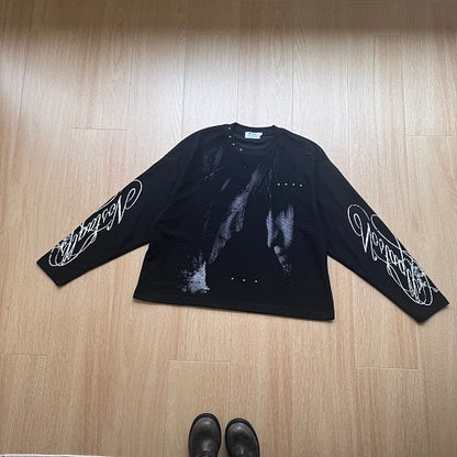 Washed Abstract Sleeve Graphic Long Sleeve Sweatshirt detail image 7