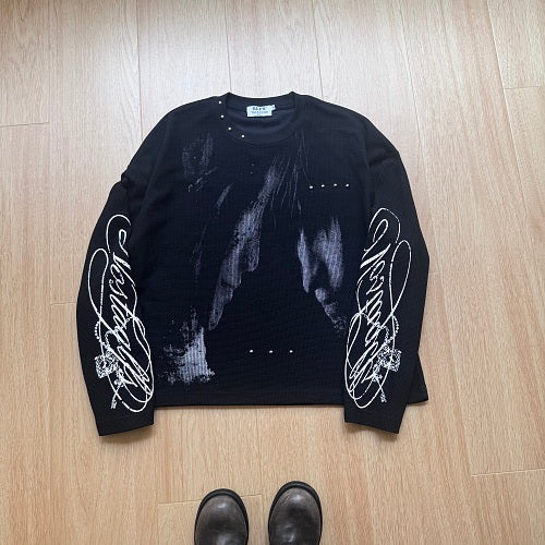 Washed Abstract Sleeve Graphic Long Sleeve Sweatshirt detail image 8