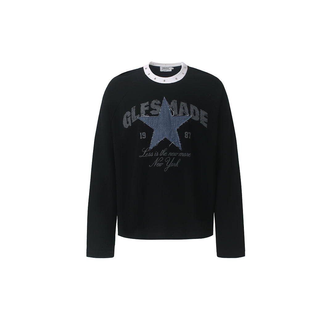 Star Letter Graphic Long Sleeve Sweatshirt Black product image