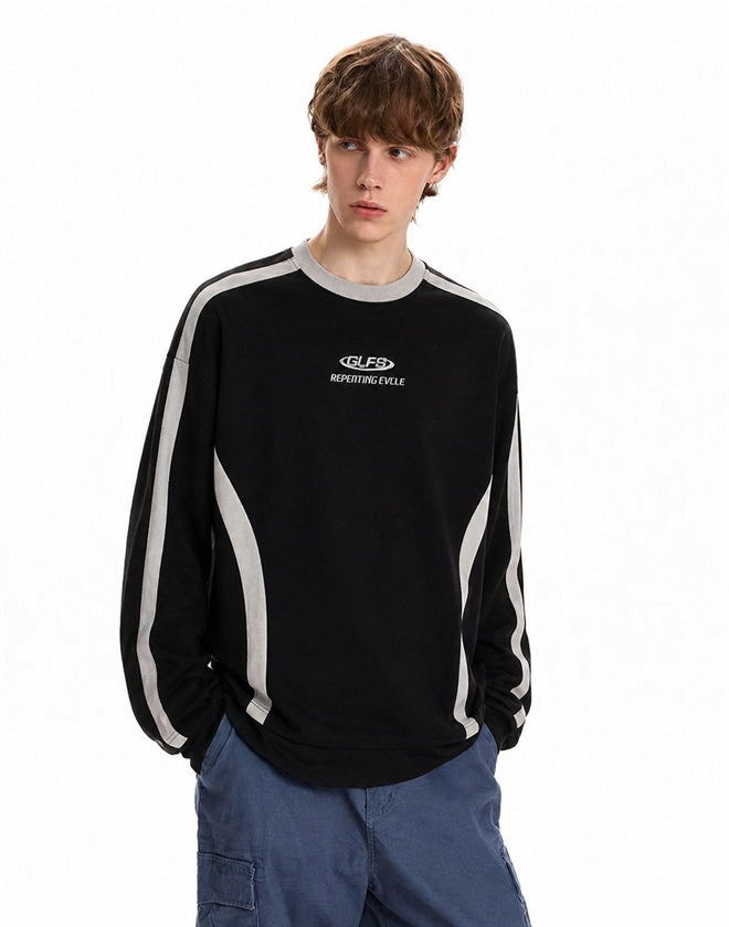 Contrast Side Panel Long Sleeve Sweatshirt model image