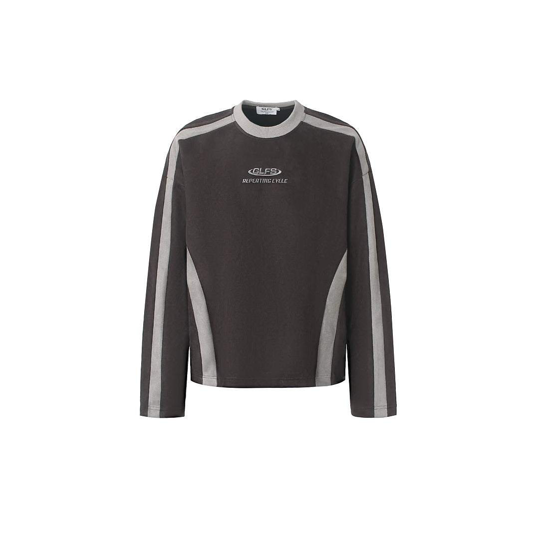 Contrast Side Panel Long Sleeve Sweatshirt Brown product image