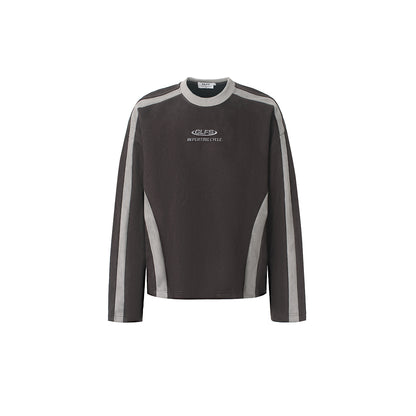 Contrast Side Panel Long Sleeve Sweatshirt Brown product image