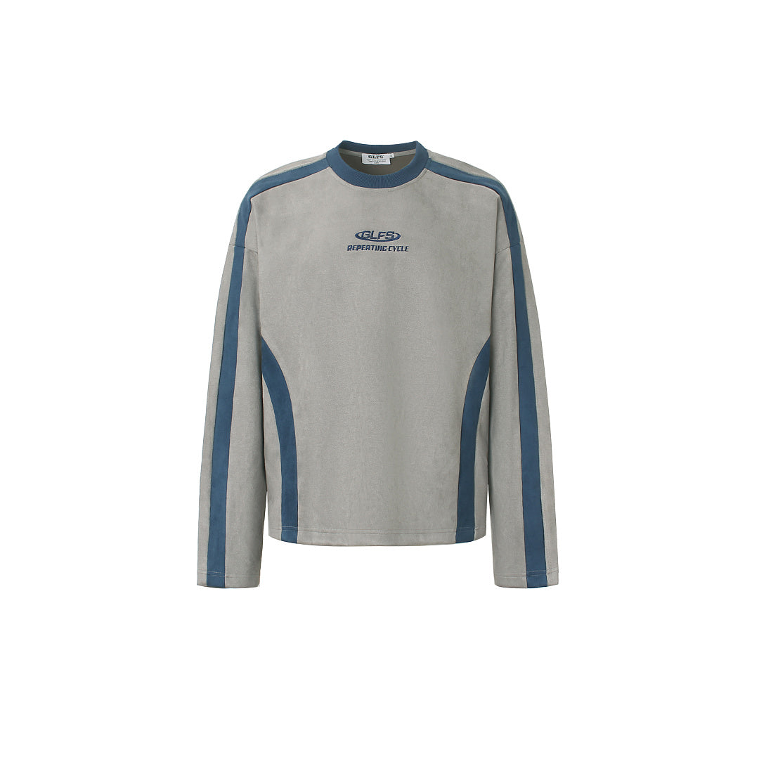 Contrast Side Panel Long Sleeve Sweatshirt Gray product image