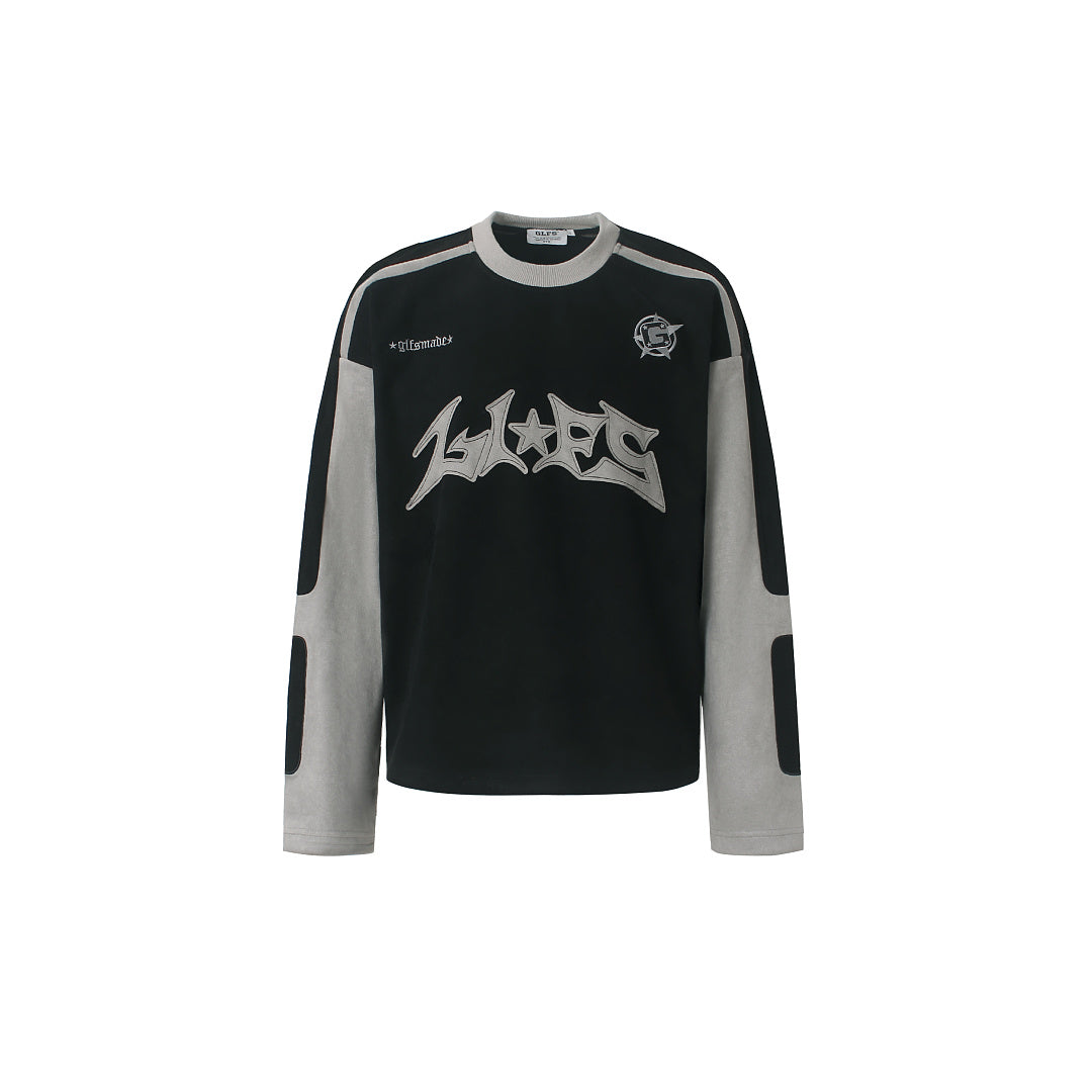 Contrast Panel Gothic Logo Long Sleeve Sweatshirt Black product image
