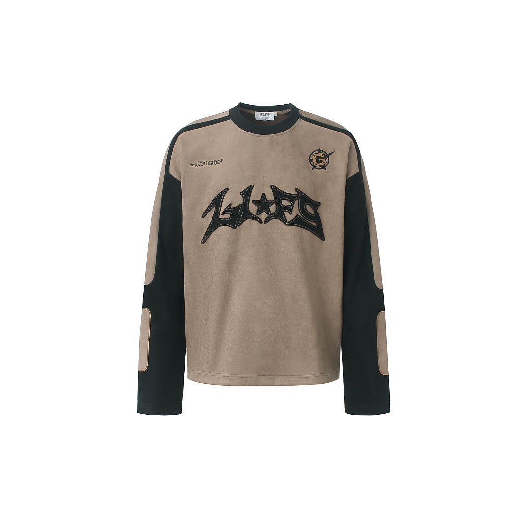 Contrast Panel Gothic Logo Long Sleeve Sweatshirt Brown product image