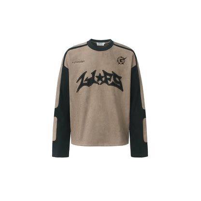 Contrast Panel Gothic Logo Long Sleeve Sweatshirt Brown product image