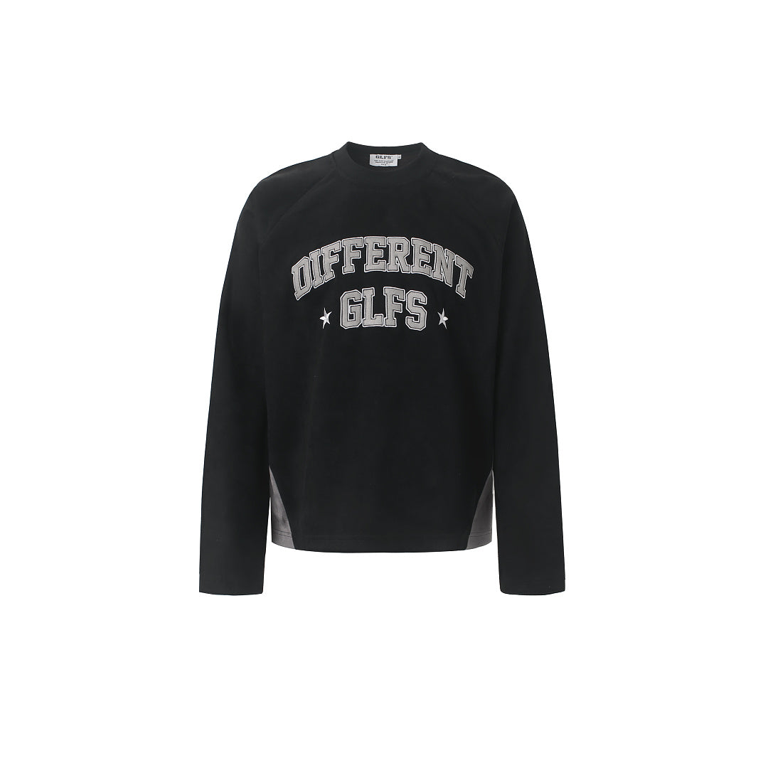Collegiate Letter Star Graphic Long Sleeve Sweatshirt Black product image