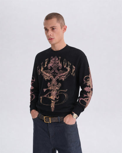 Ornamental Cross Graphic Long Sleeve Sweatshirt model image