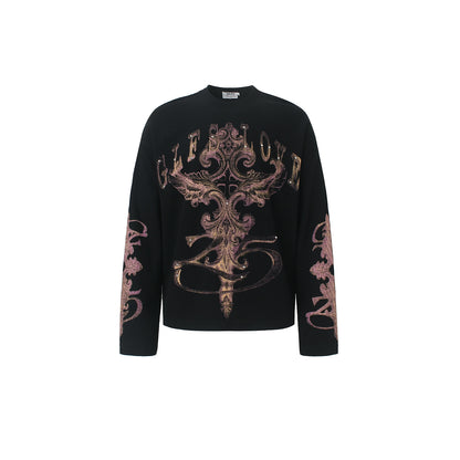 Ornamental Cross Graphic Long Sleeve Sweatshirt Black product image