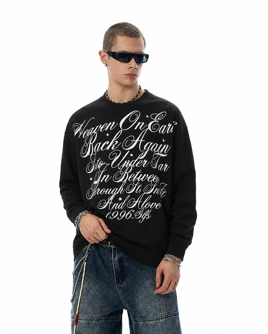 Script Star Graphic Long Sleeve Sweatshirt model image