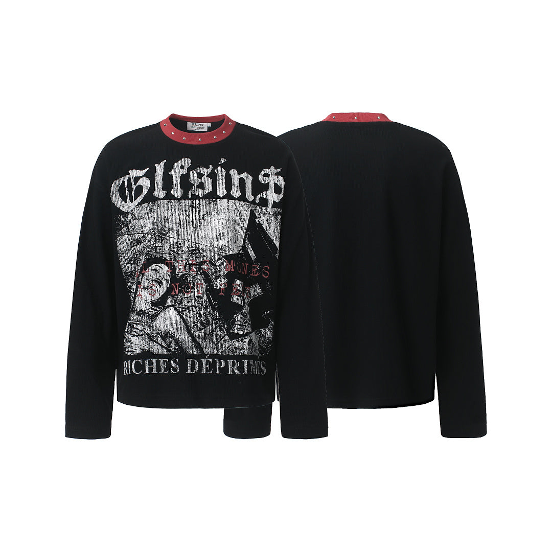 Distressed Collage Graphic Long Sleeve Sweatshirt detail image 3