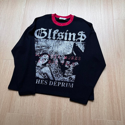 Distressed Collage Graphic Long Sleeve Sweatshirt detail image 7