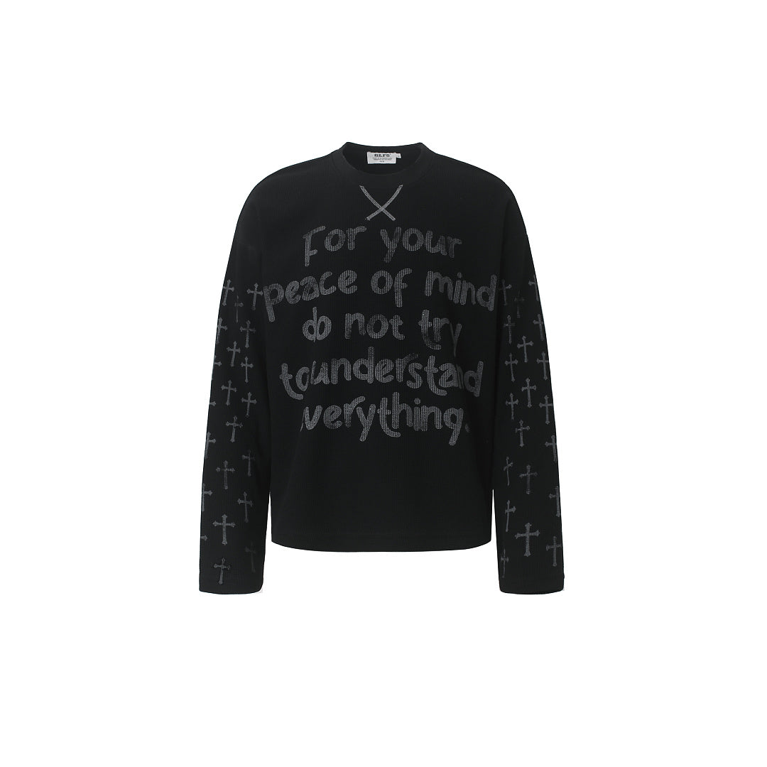 Handwritten Cross Graphic Long Sleeve Sweatshirt Black product image
