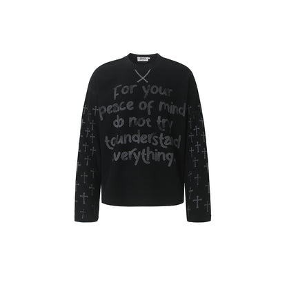 Handwritten Cross Graphic Long Sleeve Sweatshirt Black product image