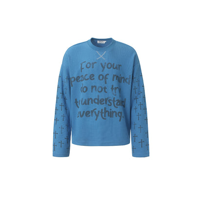 Handwritten Cross Graphic Long Sleeve Sweatshirt Blue product image
