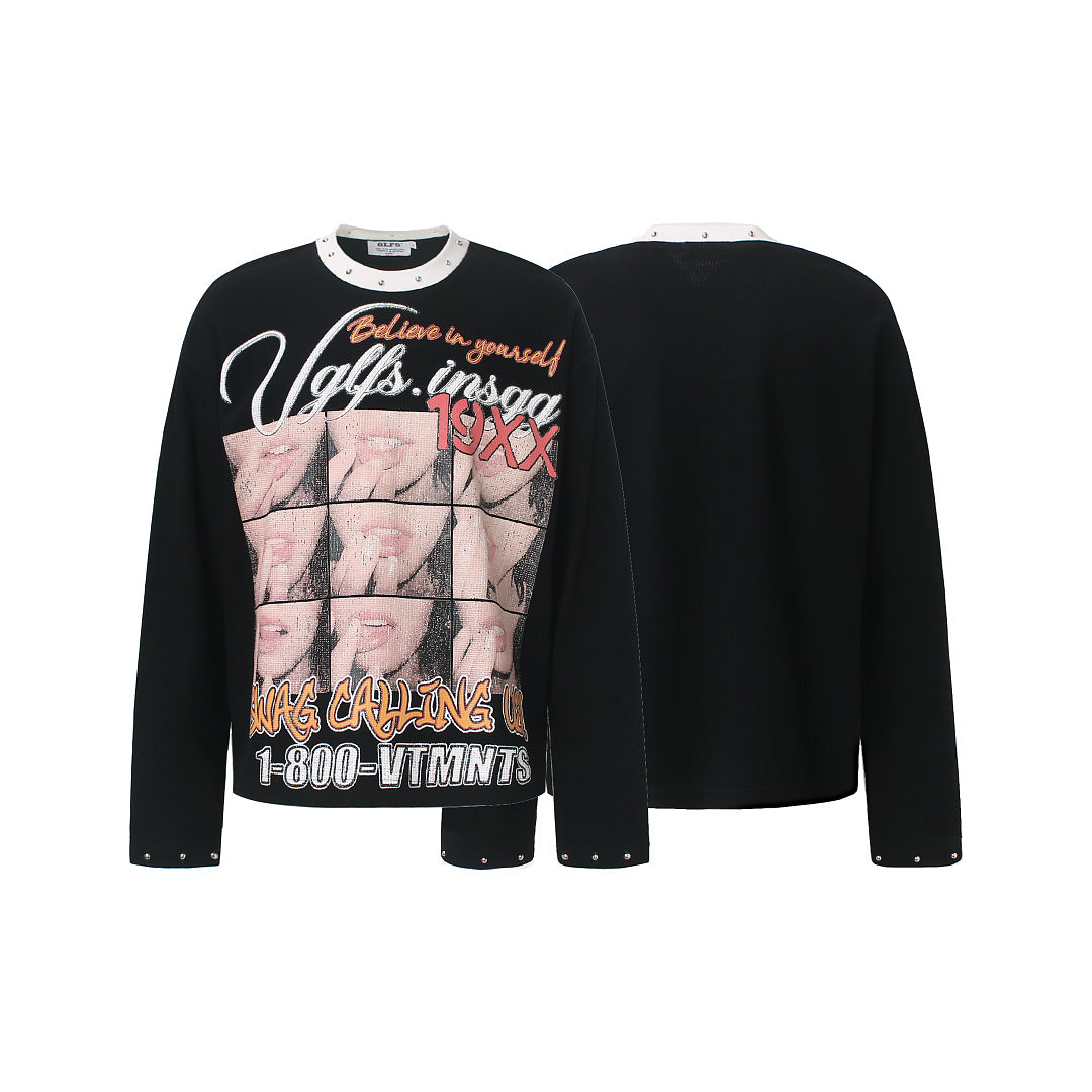 Collage Portrait Graphic Long Sleeve Sweatshirt detail image 4