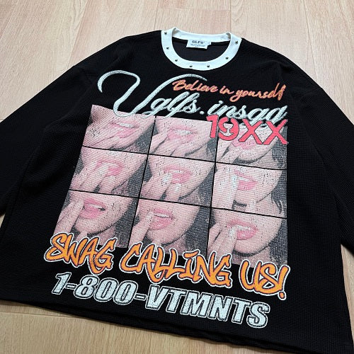 Collage Portrait Graphic Long Sleeve Sweatshirt detail image 7