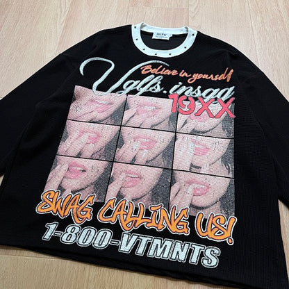 Collage Portrait Graphic Long Sleeve Sweatshirt detail image 7