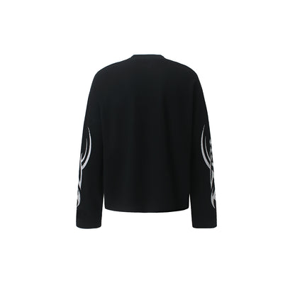 Rhinestone Graphic Contrast Sleeve Long Sleeve Sweatshirt detail image 3