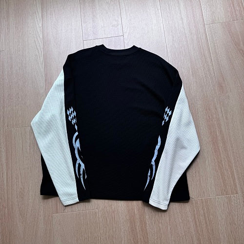 Rhinestone Graphic Contrast Sleeve Long Sleeve Sweatshirt detail image 8