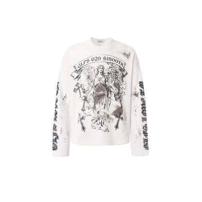 Angel Cross Graphic Long Sleeve Sweatshirt White product image