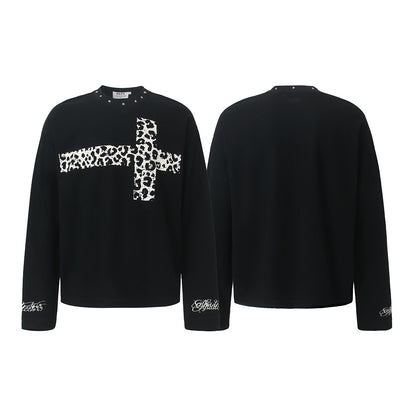 Leopard Cross Graphic Long Sleeve Sweatshirt detail image 4