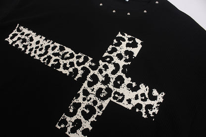 Leopard Cross Graphic Long Sleeve Sweatshirt detail image 5