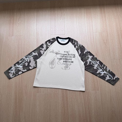 Camo Sleeve Dragon Graphic Long Sleeve Sweatshirt detail image 5