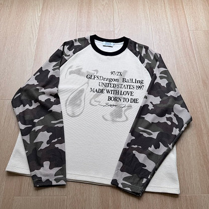 Camo Sleeve Dragon Graphic Long Sleeve Sweatshirt detail image 7